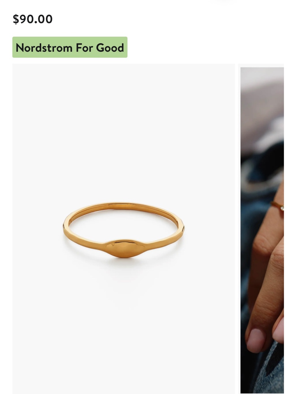 Monica Vinader Siren™ Muse Slim Ring Size 4.5/I